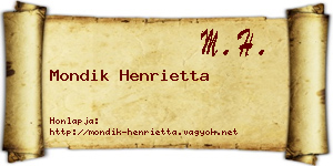 Mondik Henrietta névjegykártya